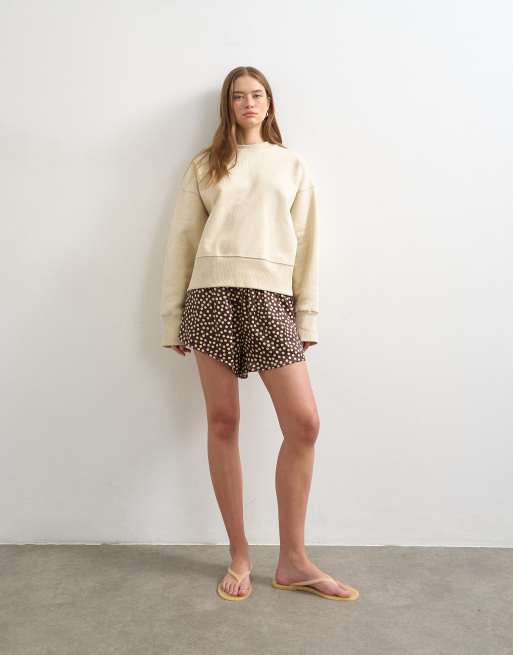 Topshop - Felpa oversize pesante premium color sabbia, 2 di 4