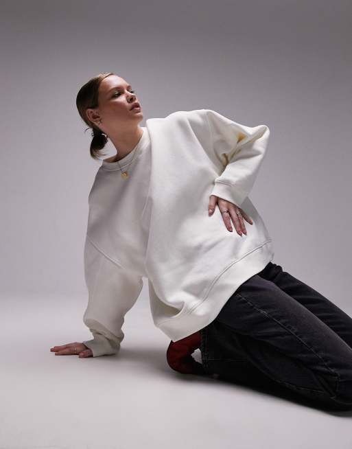 Topshop - Felpa premium con cuciture a vista color écru