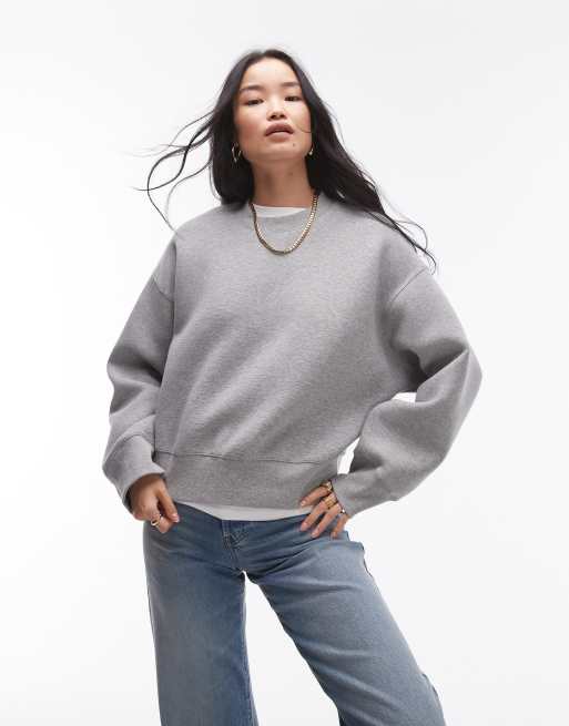 Topshop - Felpa premium in tessuto scuba grigio mélange