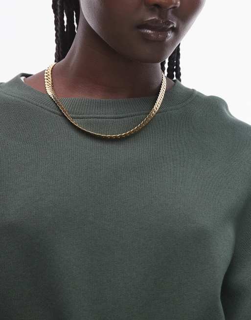 Topshop - Felpa premium verde scuro con cuciture in coordinato, 2 di 4