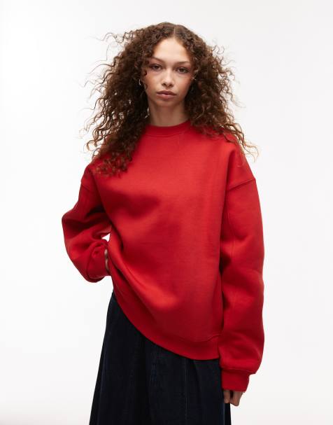 Topshop - Felpa rossa premium con cuciture a vista - view 1