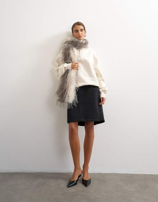 Topshop felpa serafino con dettaglio bottoni écru, 3 di 4