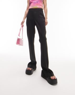 Topshop Feminine High Waisted Split Back Pants In Black - Part Of A Set