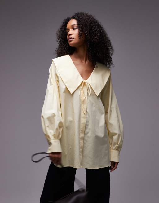 Topshop - Femme - Camicia color latticello in popeline con colletto
