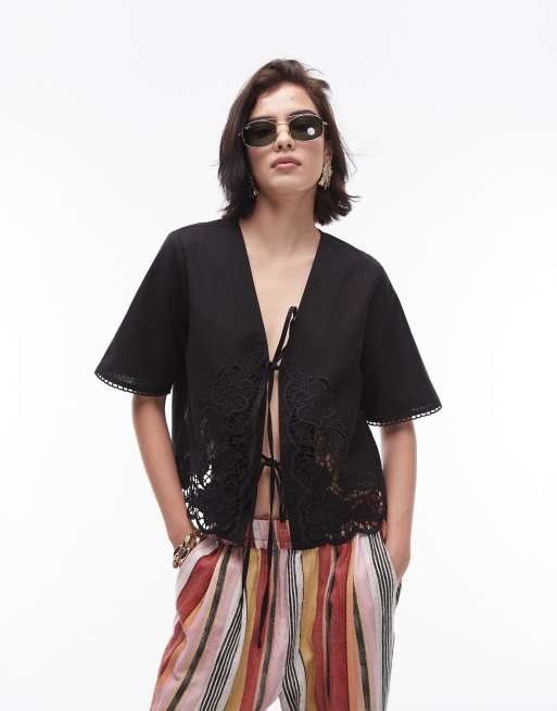 Topshop – Femme – Czarna kurtka z wycinanym wzorem, część zestawu
