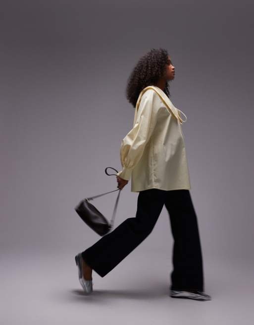 Topshop – Femme – Gul poplinskjorta med stor krage, 2 av 4