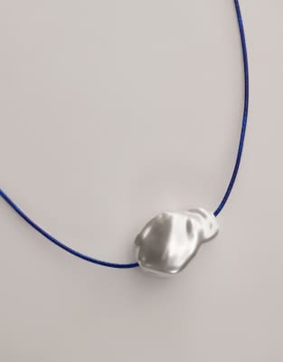 Topshop Fern Beaded Choker Necklace With Pearl Pendant