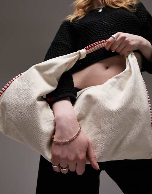 Topshop - Fia - Neutral skuldertaske i kanvas, 2 af 4