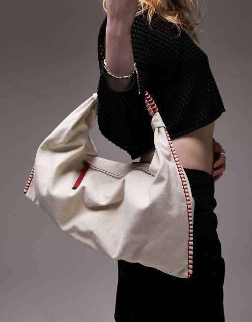 Topshop - Fia - Neutral skuldertaske i kanvas, 4 af 4