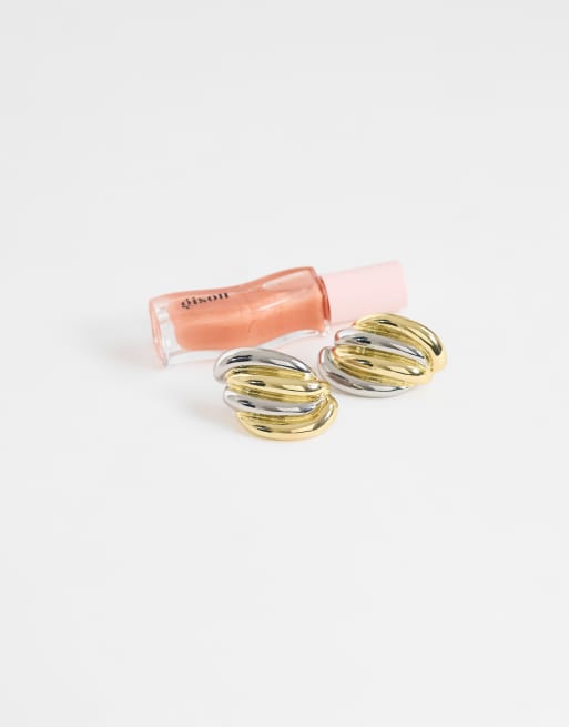 Topshop Fia statement-stiftörhängen i silver och guld, 2 av 4
