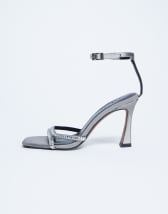 Topshop Fifi embellished flare heel sandal in silver 