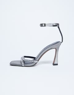 Fifi embellished flare heel sandal in silver 