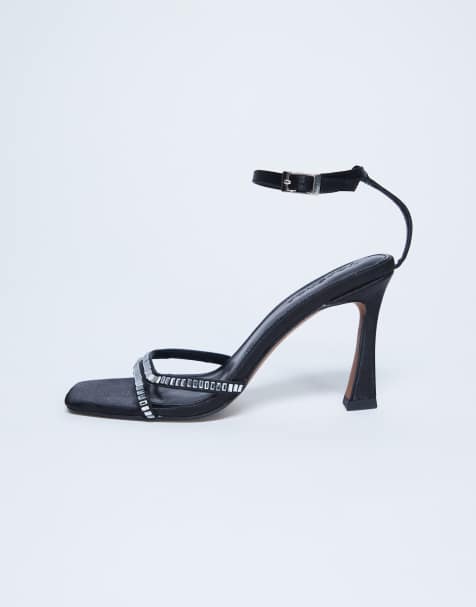 Topshop Fifi embellished flare heel sandals in black - view 1