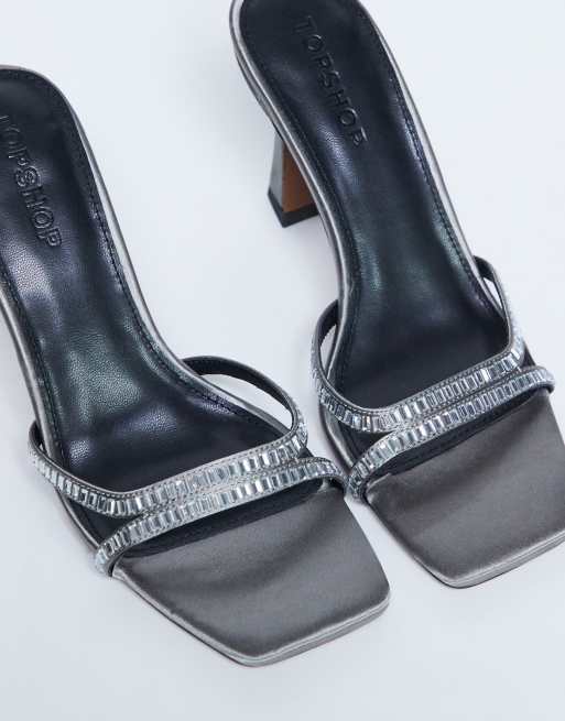 Topshop – Fifi – Silverfärgade sandaler med utsvängda klackar och utsmyckning , 4 av 4