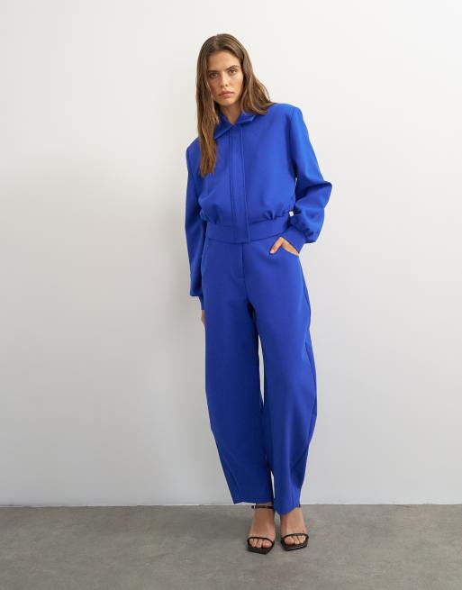Topshop figursydda byxor med ballongformade barrel-ben i blått, 2 av 5