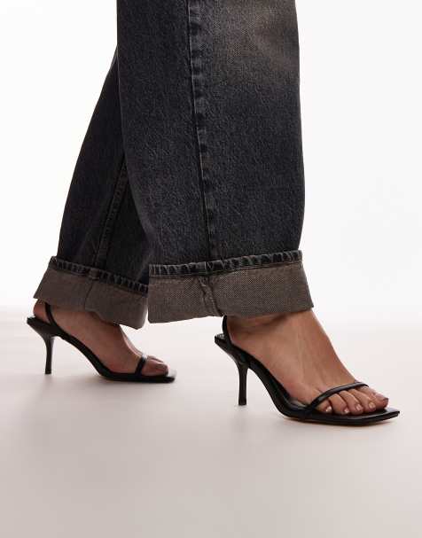 Topshop – Fina – Czarne minimalistyczne sandały na średnim obcasie - view 1