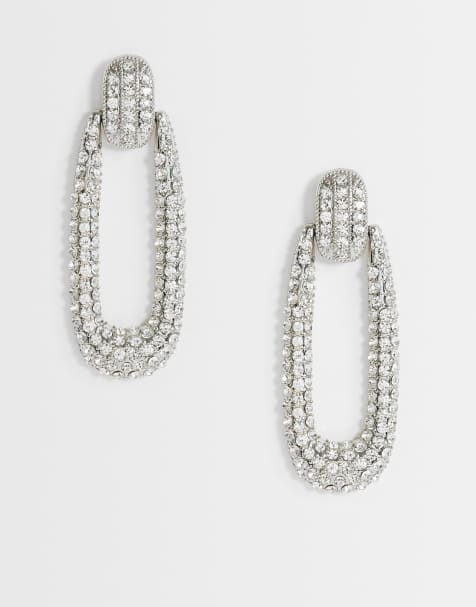Topshop Finnley pendiente adornado en plateado - view 1