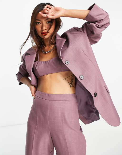 Topshop – Fioletowa jednorzędowa marynarka oversize