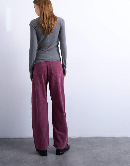 Topshop – Fioletowe, sztruksowe jeansy barrel ze średnim stanem, 5 z 7
