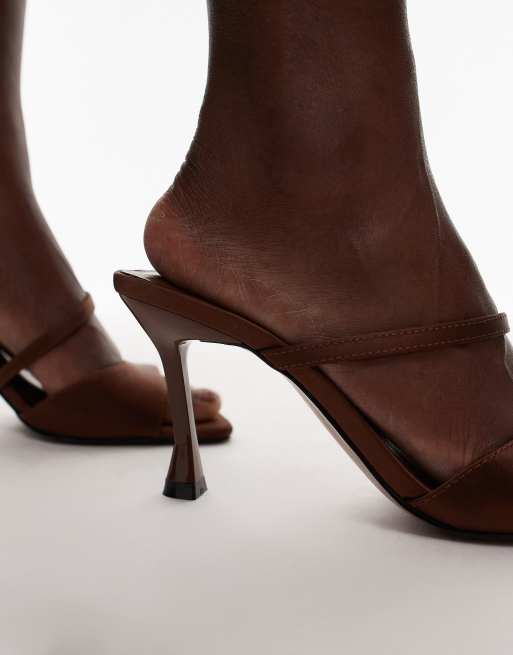 Topshop – Fiona – Brązowe mule na wysokim obcasie z paseczkiem, 2 z 4