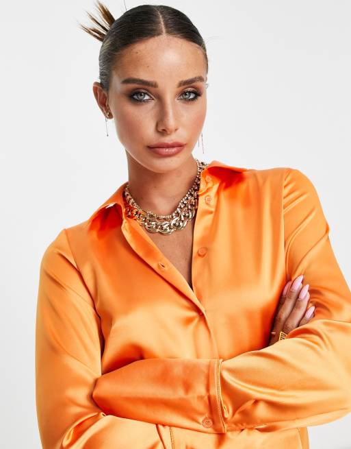 Orange satin sale blouse