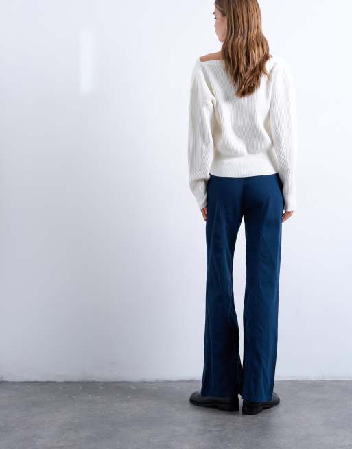 Topshop - Flare-broek met lage taille in marineblauw, 5 van 5