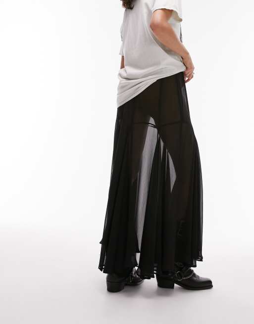 Sheer black flare skirt sale