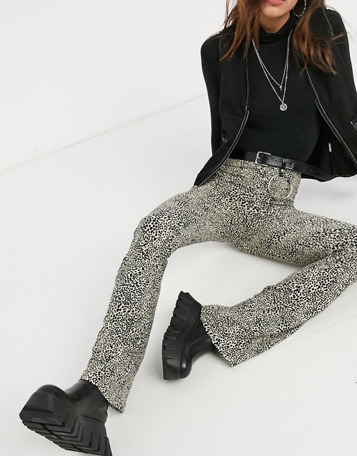 Topshop flare trousers in leopard print
