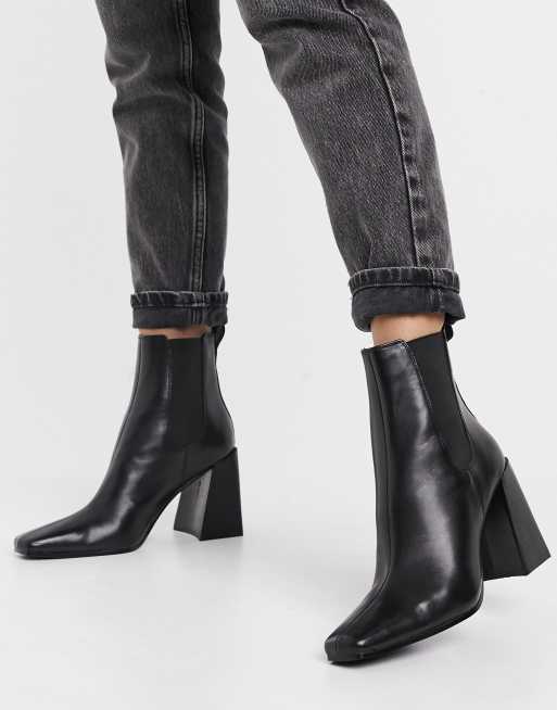 Black flared sales heel boots