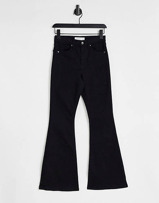 Women Topshop flared jeans in mid wash black 