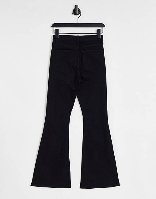 Women Topshop flared jeans in mid wash black 