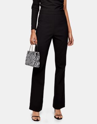 Topshop Jamie Skinny Stretch Flared Jeans In Pure Black