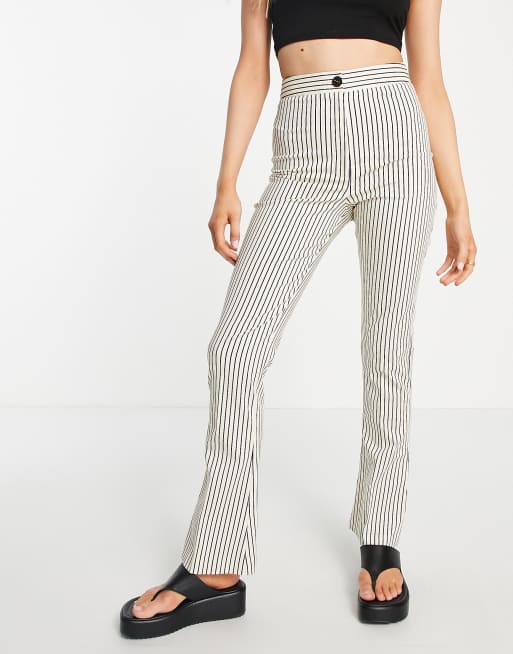 Topshop flared stripe pants in monochrome - part of a set