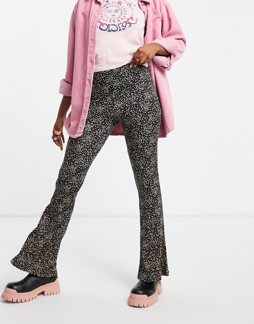 Topshop flared trousers in ditsy floral print-Multi