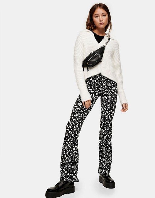 Topshop flared trousers in multi floral