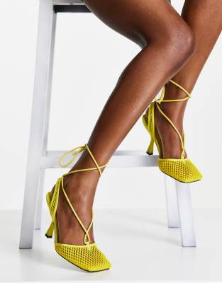 yellow mesh heels
