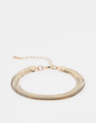 Topshop flat snake chain bracelet in gold