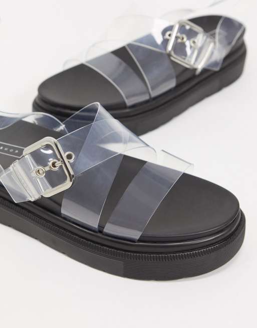 Topshop flatform sandals with buckle in clear ASOS