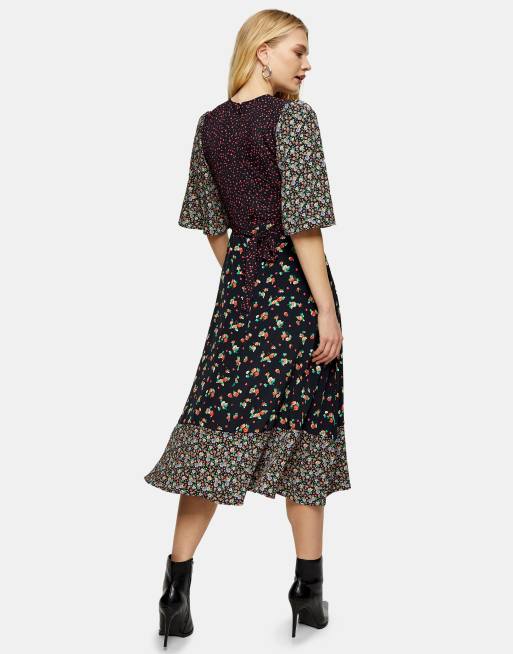 Topshop – Flerfärgad blommig midiklänning, 2 av 4