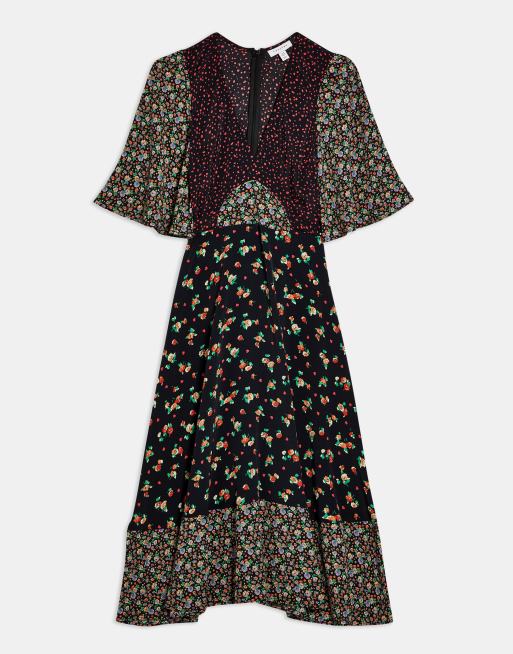 Topshop – Flerfärgad blommig midiklänning, 3 av 4