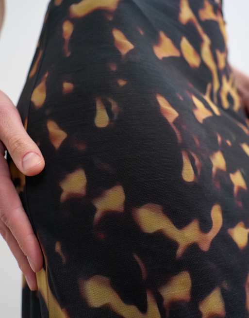 Topshop – Flerfärgad, djurmönstrad maxikjol i mesh, 2 av 5