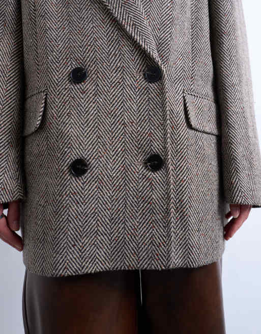 Topshop – Flerfärgad, klassiskt kavaj i ylle, 2 av 4