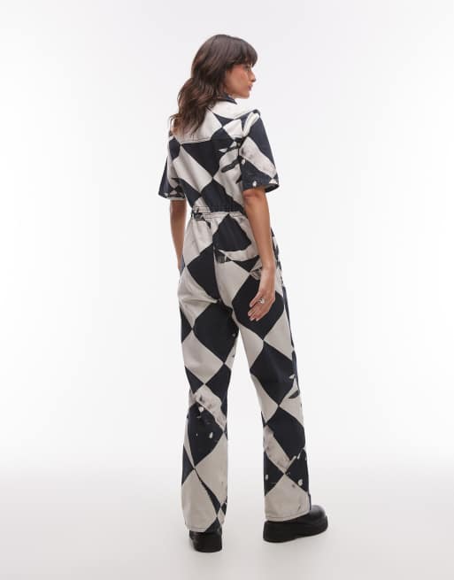 Topshop – Flerfärgad, mönstrad jumpsuit med korta ärmar, 3 av 4