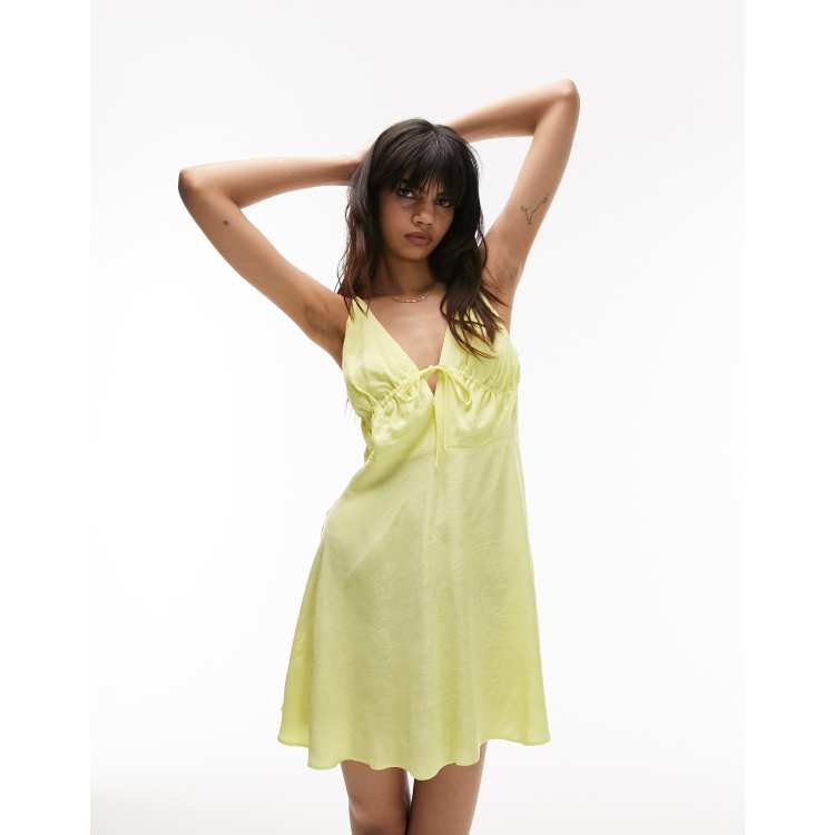 Topshop flippy mini dress in lime