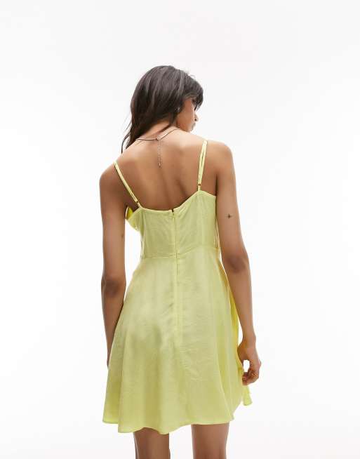 Topshop flippy mini dress in lime