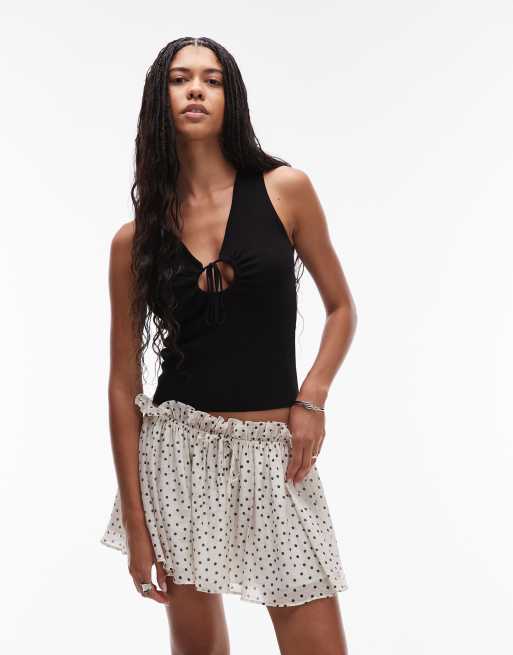 Topshop flippy mini skirt in polka dot print, 4 of 5