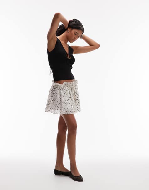 Topshop flippy mini skirt in spot print - view 1