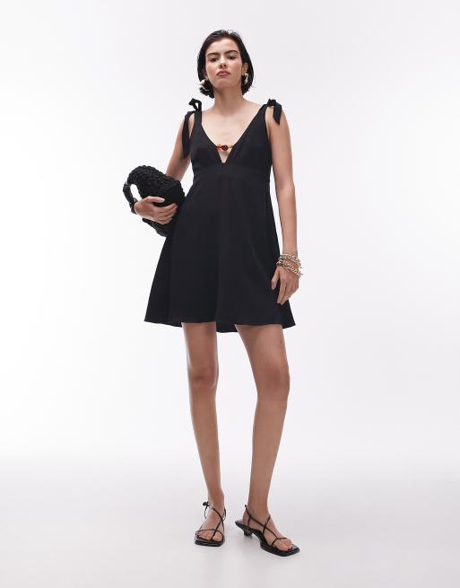 Topshop black 2024 linen dress