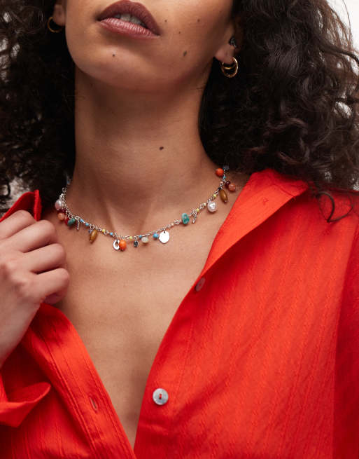 Topshop - Flo - Collana corta multicolore con perline