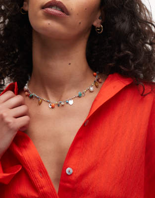 Topshop - Flo - Kurze Perlenkette in verschiedenen Farben-Bunt